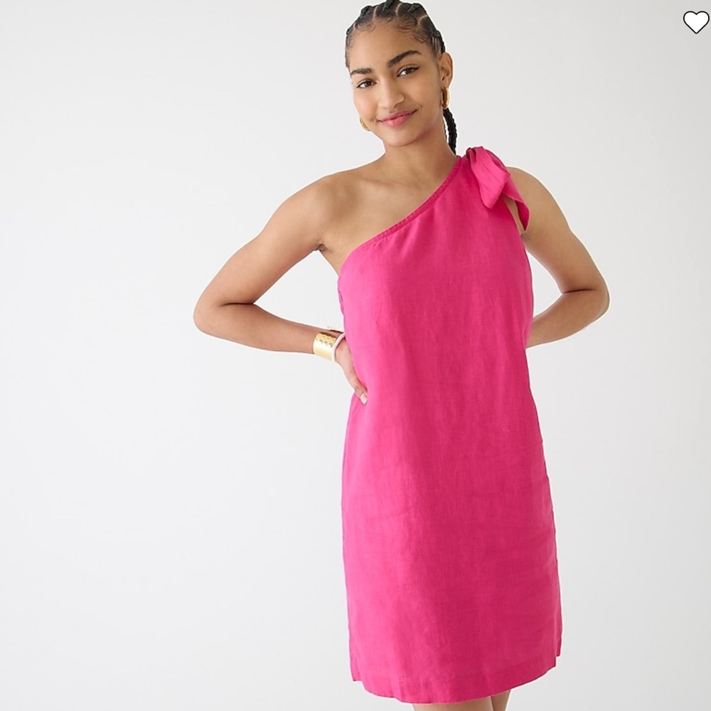 JCREW ONE SHOULDER LINEN SHEATH DRESS SZ M  NWT